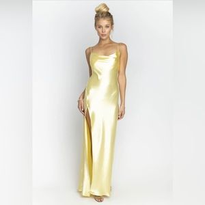 NWT RESA Buttery soft satin yellow slip dress